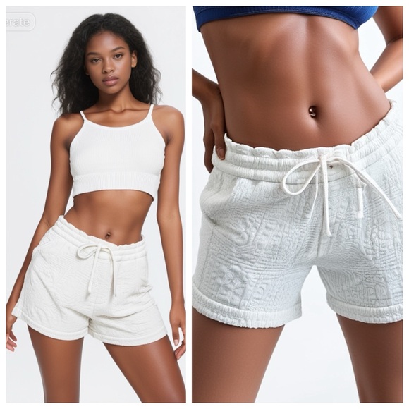 LOU & GREY Cream Jacquard Drawstring Shorts, size Small - Picture 10 of 10